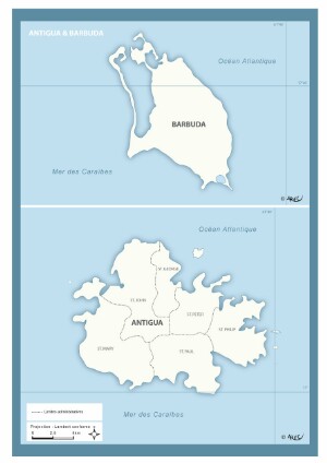 Carte d'Antigua-et-Barbuda : limites administratives